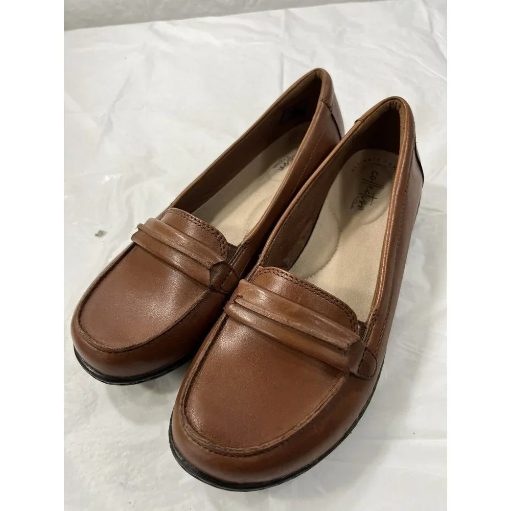 Clark Collection Women's Ashland Lily Dark Tan Leather Loafers Size 8.5 $120_11